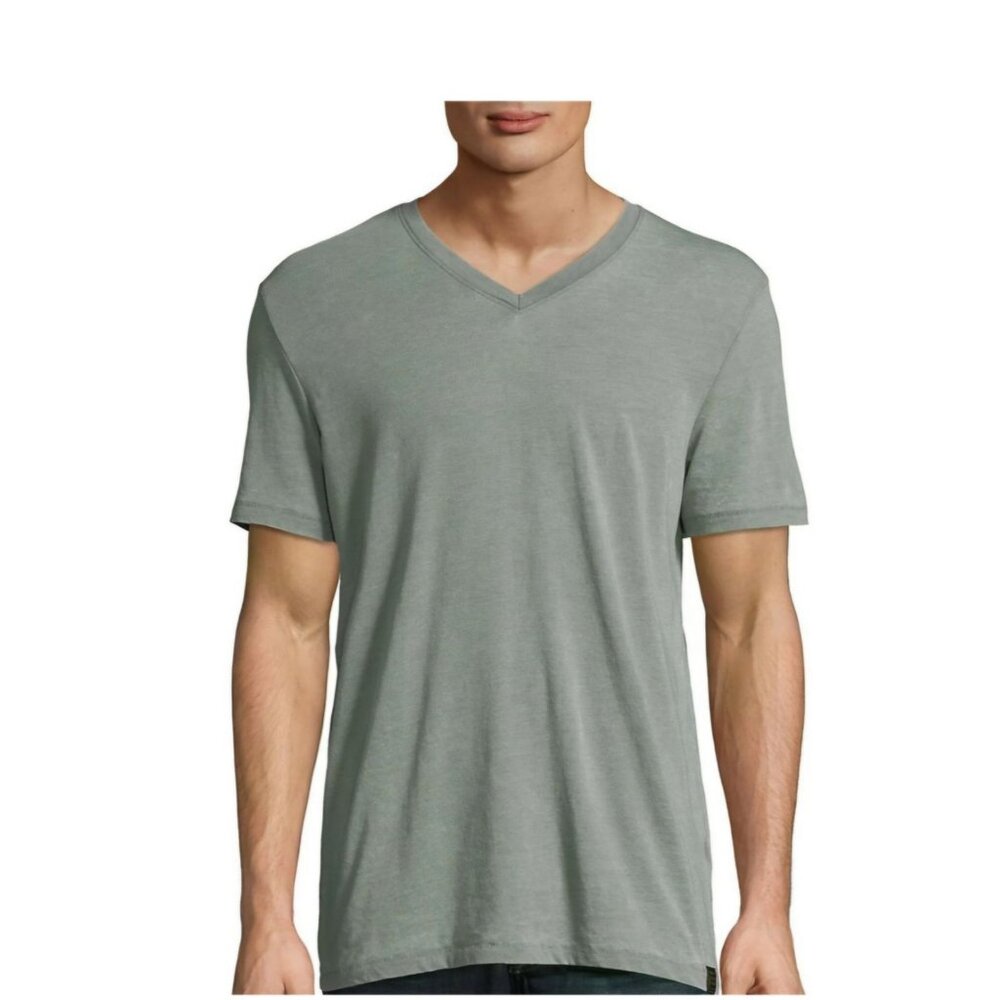 Lucky Brand Venice Burnout Mens Short Sleeve V Neck Tee Shirt Size L Green